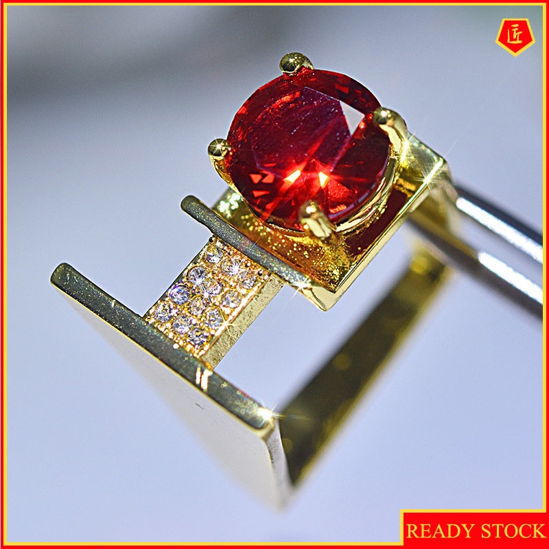 [Ready Stock]Fashion Ruby Creative Geometric Diamond Ring