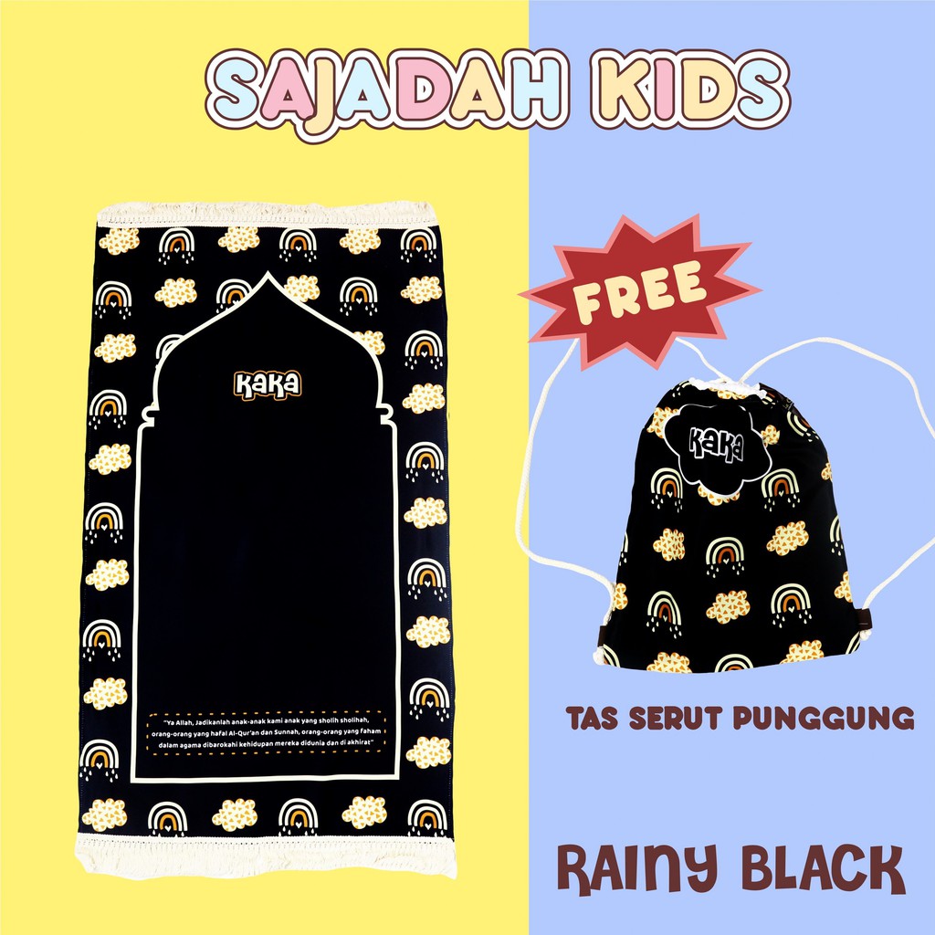 Sajadah Anak Custom Printing-Rainy black