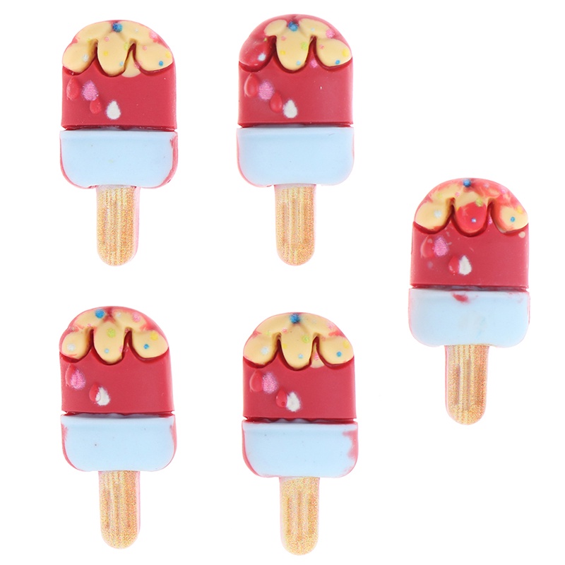 5pcs / set Mainan Miniatur Es Krim Popsicle Skala 1: 12 1: 6 Untuk Dekorasi Rumah Boneka