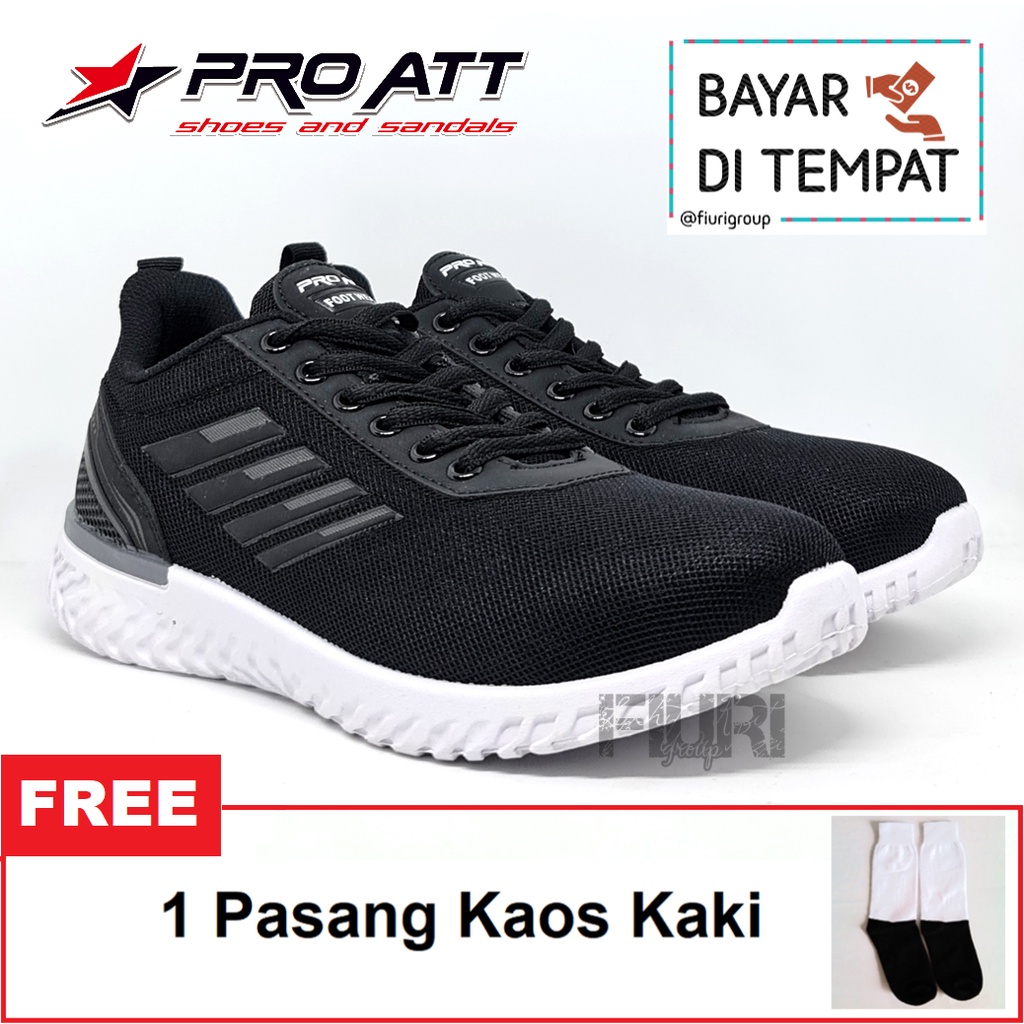 FIURI - PRO ATT ORIGINAL - TEC HITAM PUTIH 40-43 - SEPATU OLAHRAGA PRIA - SEPATU KULIAH PRIA COWOK - SEPATU JOGGING SENAM LARI  LAKI-LAKI - SEPATU SANTAI COWOK PRIA - SEPATU SEKOLAH - SEPATU SNEAKERS PRIA - SEPATU KETS PRIA - SEPATU PROMO MURAH