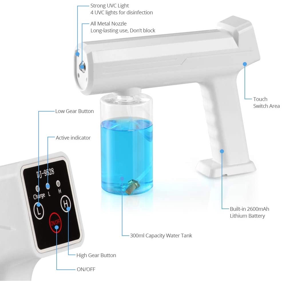 DJ-9528 - Blue Nano Light Rechargeable Disinfection Spray Gun - 300ml