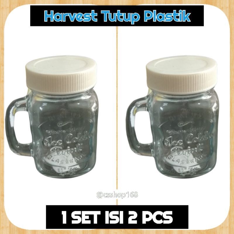 Harvest Drinking Jar Tutup Plastik/Harvest Jar/Mug Jar/Gelas Kaca/Gelas Minum