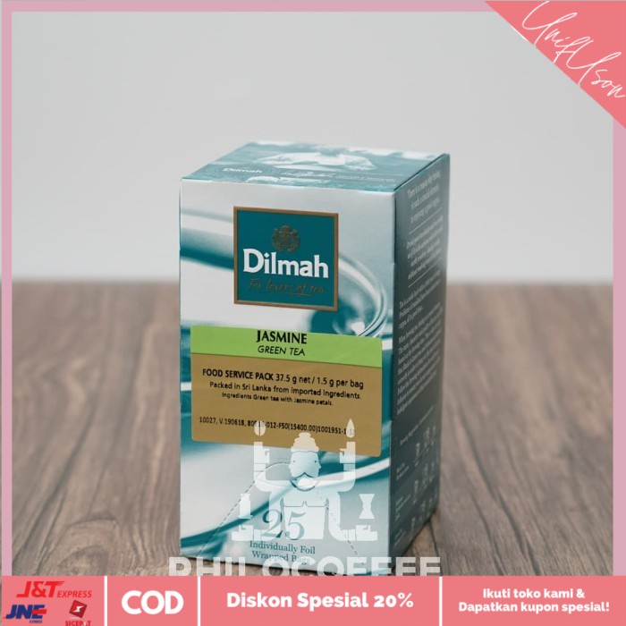 

⭐COD⭐ Teh Dilmah Jasmine Tea Natural 25 saset (25 Foil Enveloped x 1,5gr)