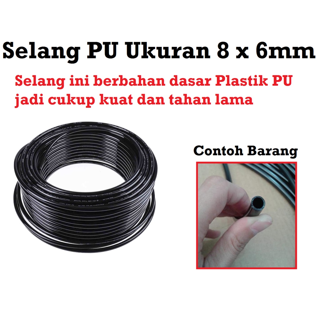 [HAEBOT] Selang PU 8mm x 6mm 8mmx6mm 8x6 Pneumatic Air Pendingin Spindle CNC tebal 8 x 6 mm