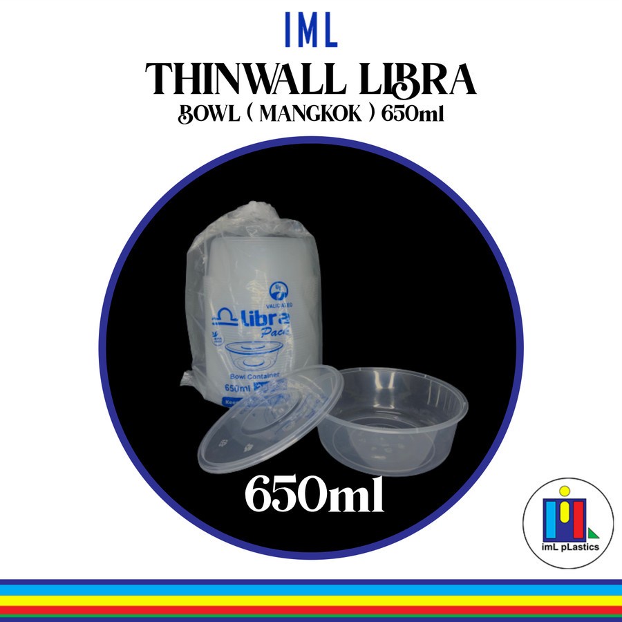 Kotak Makan Plastik THINWALL LIBRA BOWL MANGKOK 650ml-1 set 25pcs