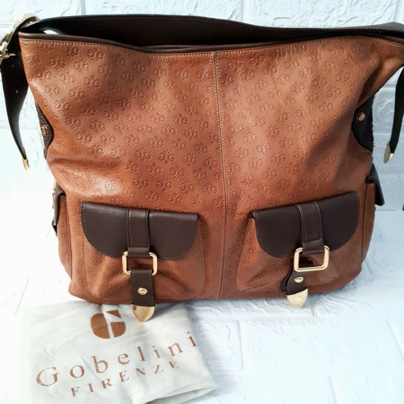 PRELOVED Tas Gobelini kulit asli shoulder hobo bag bigsize
