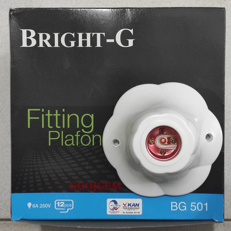 Fitting Lampu Plafon Bright-G / Piting Duduk PLAFON TEBAL Bulat Twist Bunga - BG 501 / BRIGHTG