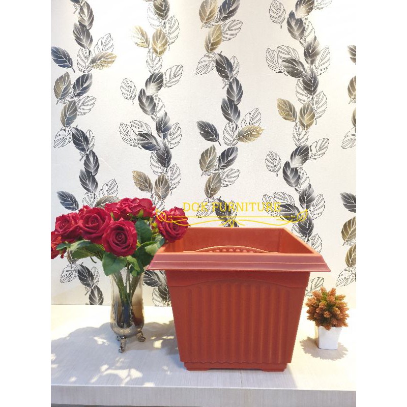 Pot Bunga Kotak Persegi Petak Besar Jumbo Plastik Murah Diameter 39 cm (3 WARNA)