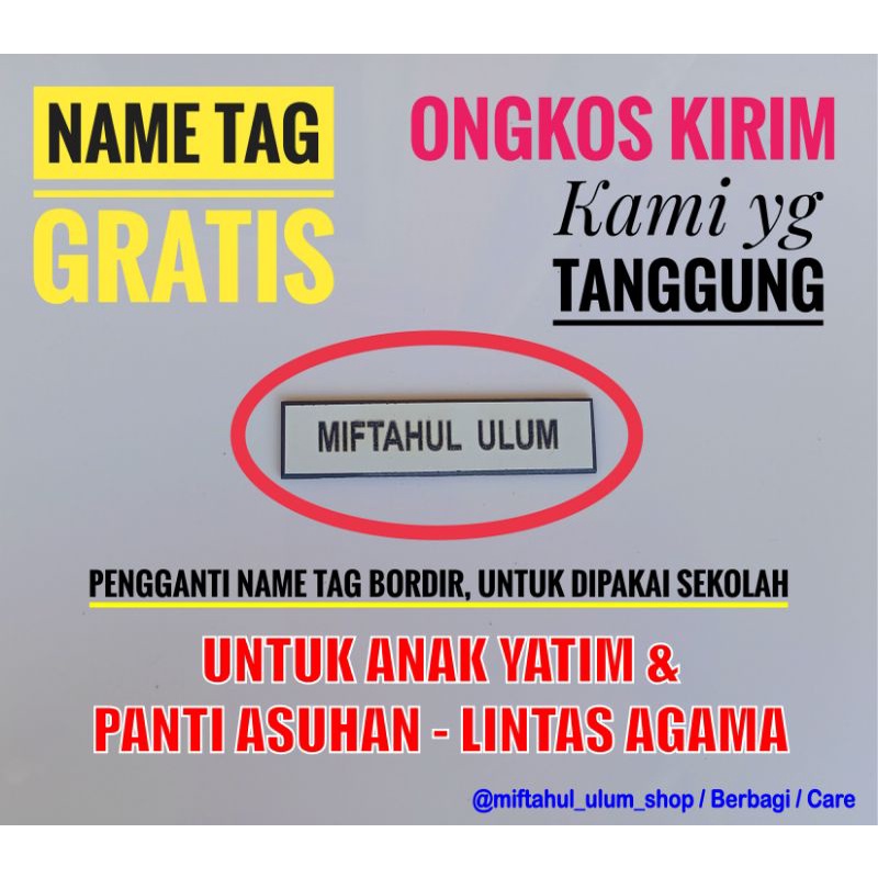 Pin - Name Tag - Paket Untuk Anak Yatim Piatu / Panti Asuhan - Semua Agama - Paket Sosial - Paket Berbagi - Paket Peduli - Free - Gratis