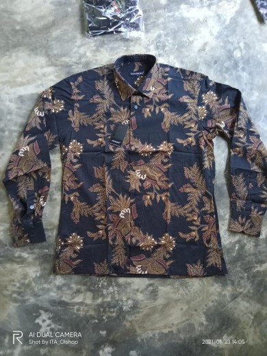 Kemeja Batik Pria Lengan Panjang Bl37 Katun Motif Modern Dixmont Semi Slimfit Premium