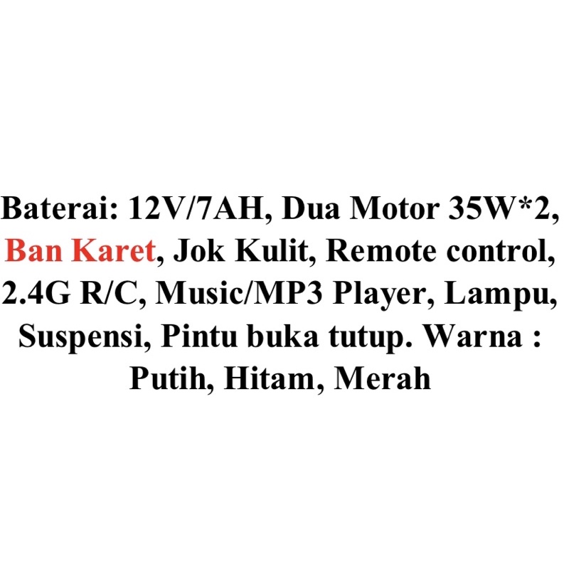 Mobil Aki Mainan Anak Remote Control Jeep Wrangler Yukita 005 Non Paint Rubicon 12V7AH Garansi SNI-3