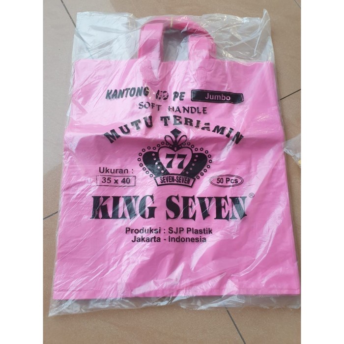

Ginger- Kantong Plastik HD PE King Seven Polos Soft handle isi 50 35 x 40