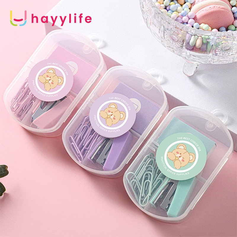 

HAYYLIFE Mini Set Stapler Set 3 in 1 Staples ,Cute Stapler + Klip Kertas Sekolah/Kantor HL-AIB727