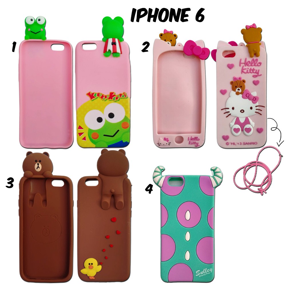 Silikon 3D karakter  IPHONE 6 silicon softcase casing hp lucu menarik / untuk anak anak hadiah ulang tahun Silikon boneka lucu pelindung hp case tebal karet softcase lentur