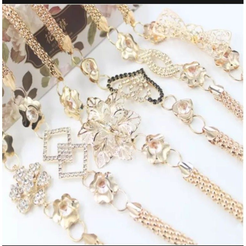 IKAT PINGGANG /GESPER RANTAI WANITA CROUN GOLD MEWAH/BELT DRESS