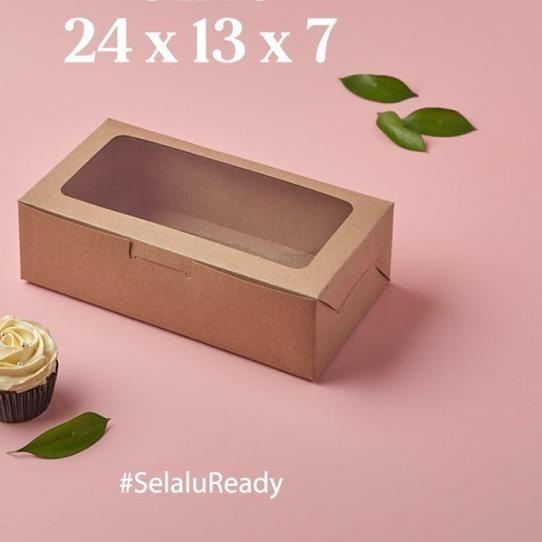 

[Digipack] Olive Brown Window Cake Box 24 x 13 x 7 | Kotak | Dus Kue
