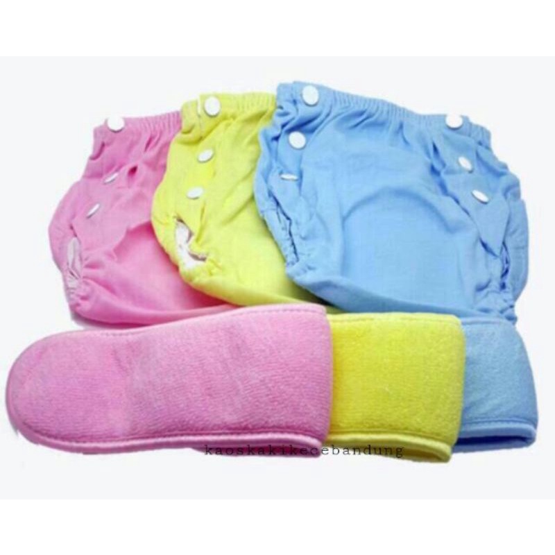 1 Lusin Popok Bayi Kain + Insert Bahan Double PE (MIX) Clodi Kain Bayi Berkancing Diaper Kain Bayi