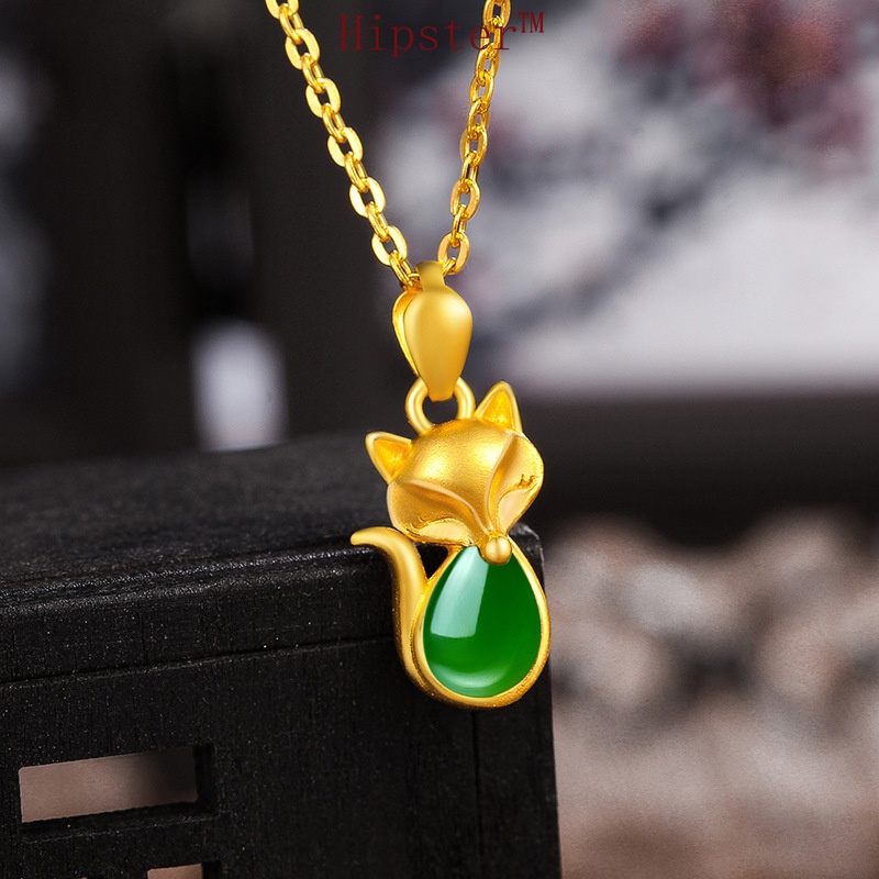 Popular New Fashion Emerald Fox Pendant Necklace