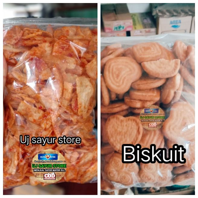 

Produk Combo Keripik Pedas Rujak isi 250gram dan snack Kemasan