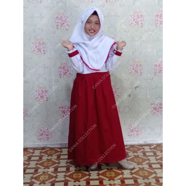 Seragam sekolah SD model gamis/Gamis sekolah model terbaru/Gamis  seragam sekolah SD merah putih dan