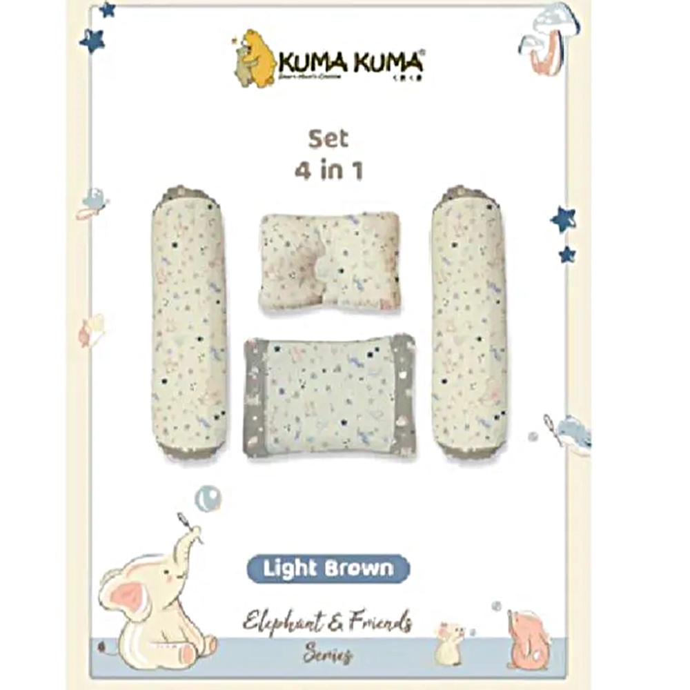 Kuma Kuma Bantal Bayi Set Guling 4in1 Bantal Tidur Bayi Anti Peyang