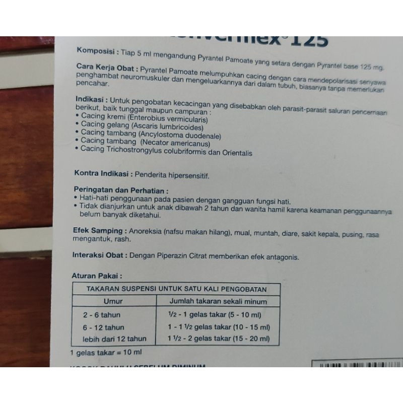 Konvermex Sirup Obat Cacing Anak / 125 Mg / Mengatasi Sebelum terjadi Infeksi Oleh Cacing