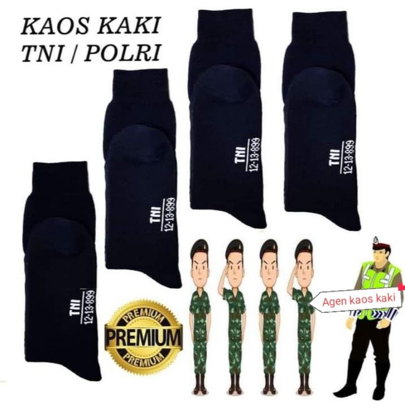 1 lusin / kaos kaki TNI-Polri hitam polos panjang bahan tebal adem lembut dan sangat nyaman dipakai