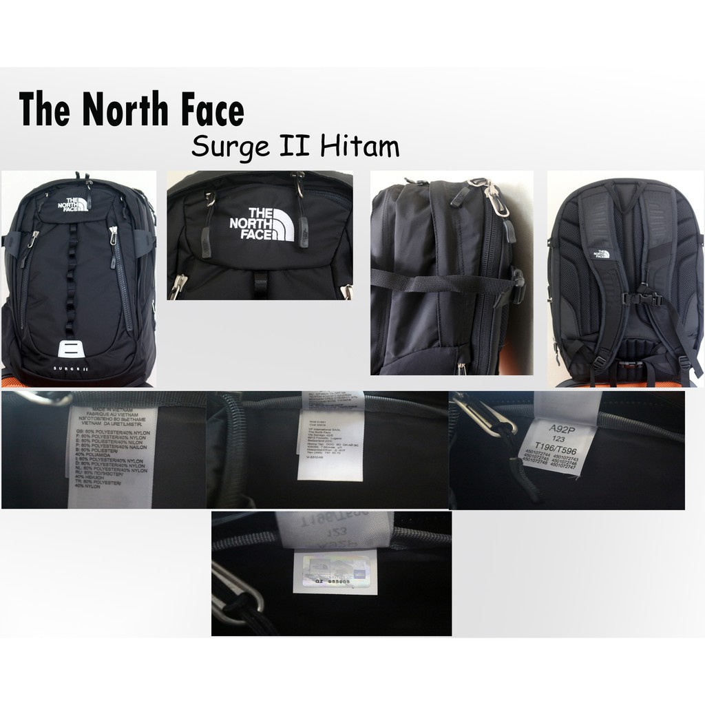 NTF The North Face Surge II 30 L Hitam Besar - Tas Daypack Original Vietnam New Stock