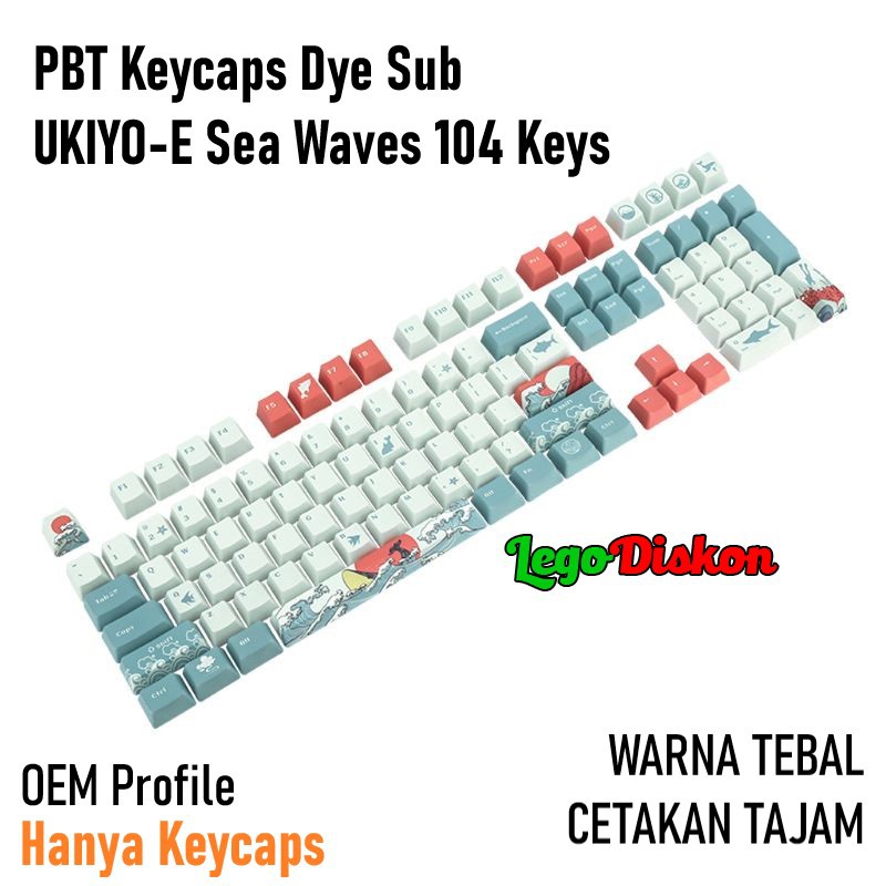 KEYCAPS PBT DYE SUB - UKIYO E Japan Sea Waves 104 Keys