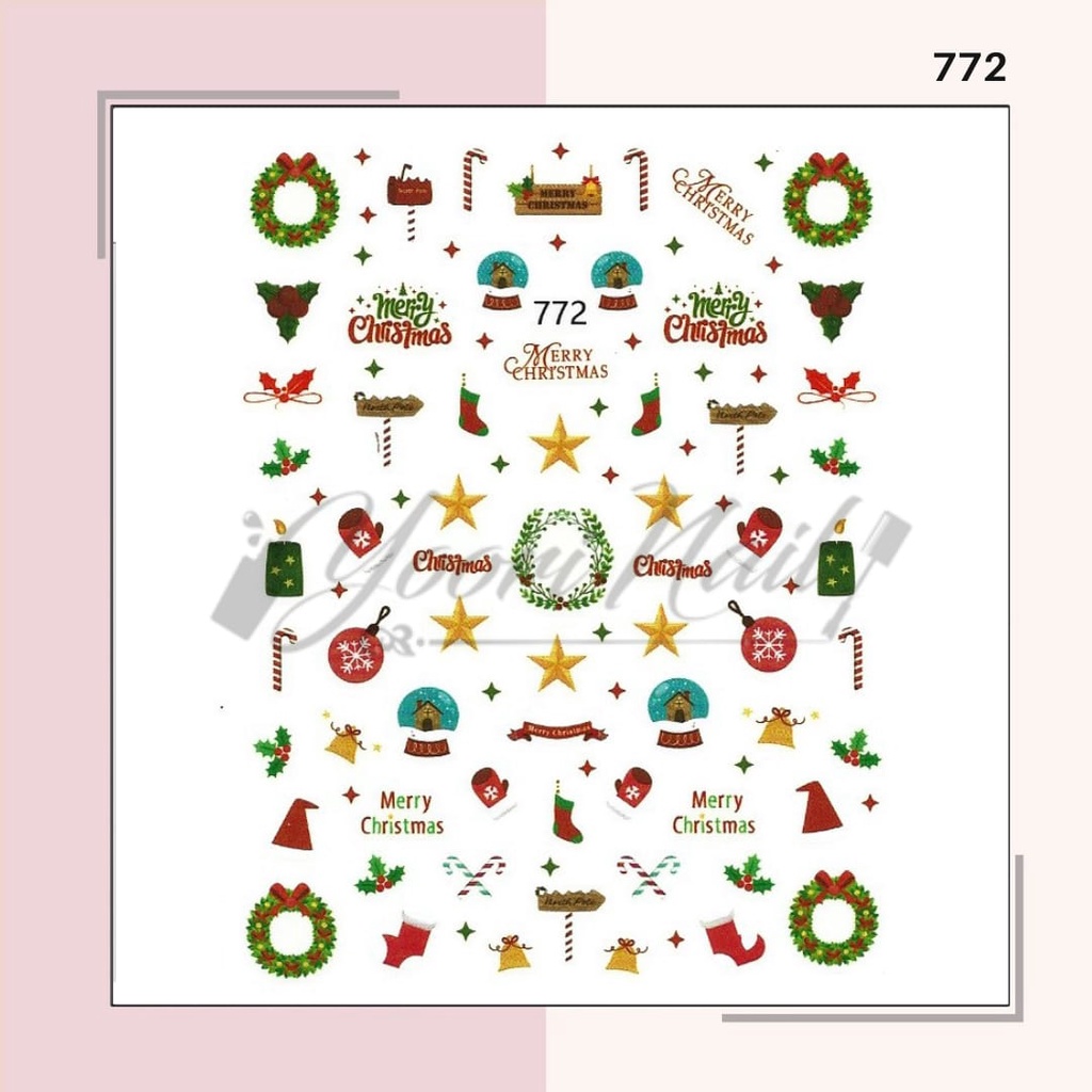 Nail Sticker Christmas Stiker Kuku Christmas Stiker Natal Stikers Imlek Nail Sticker