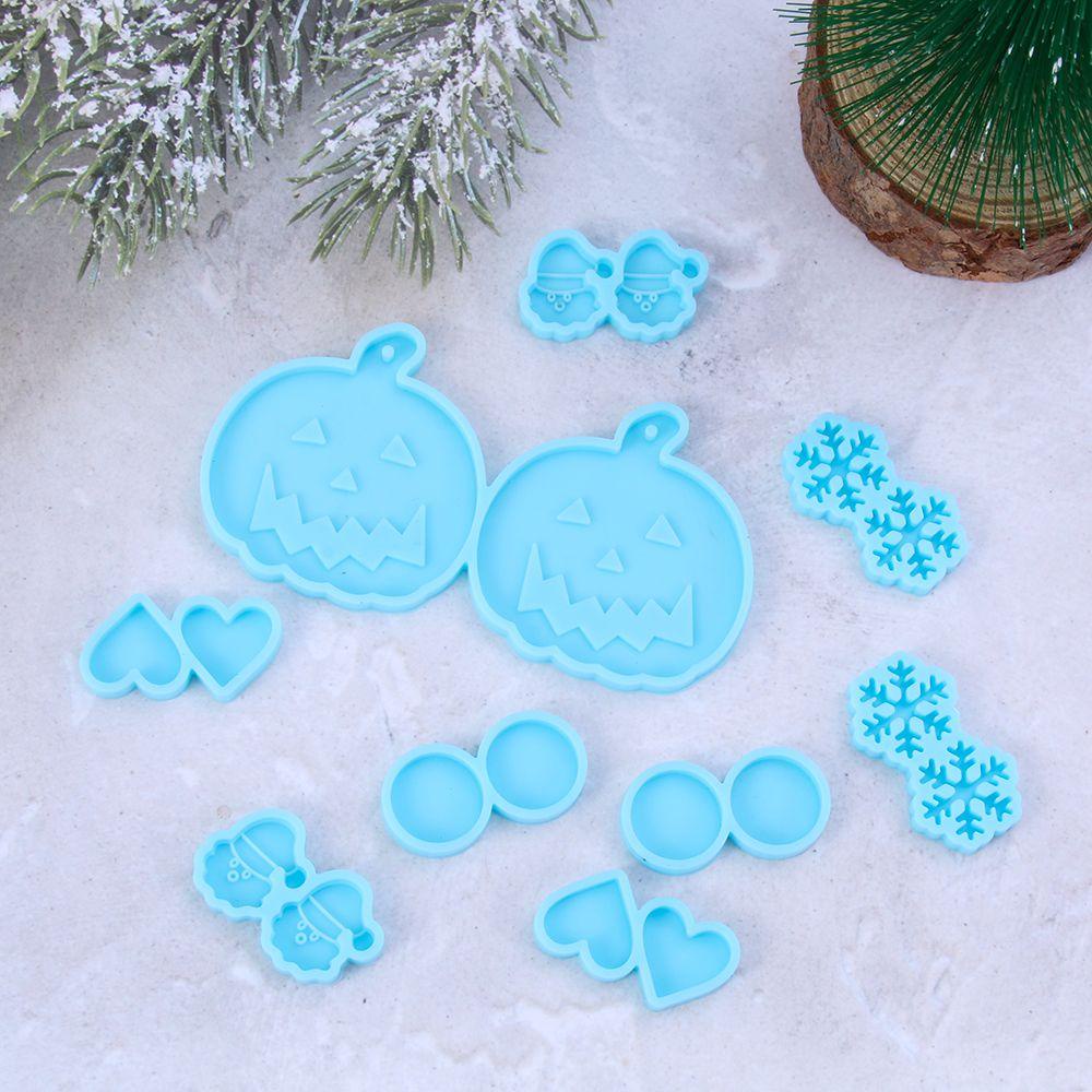 R-flower Earrings Silicone Mold Casting Snowflake Alat Membuat Perhiasan Cetakan Resin Halloween Labu