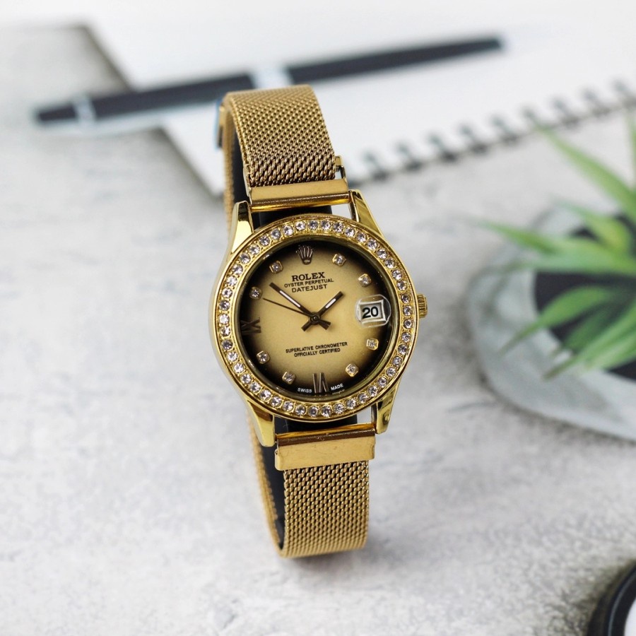 Jam Tangan Wanita Rolex Magnet Analog Fashion