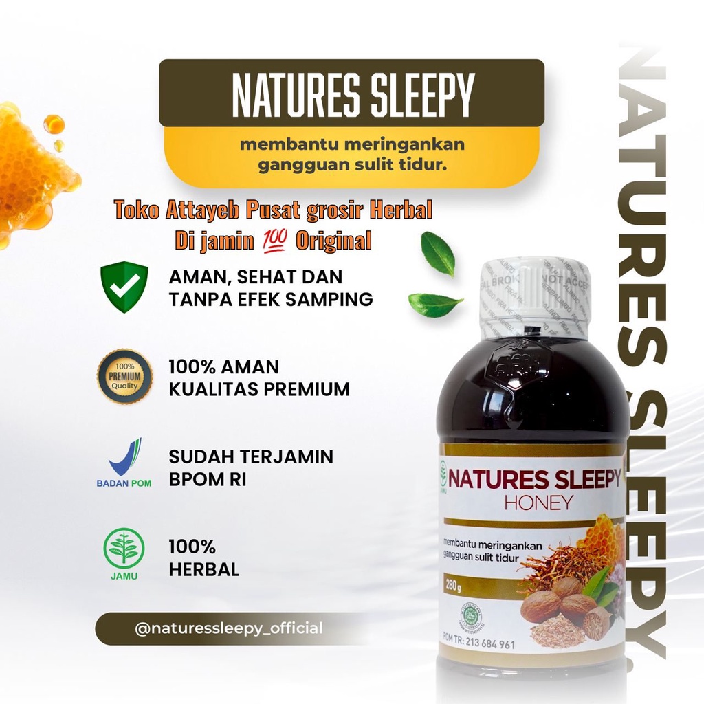 Madu Natures Sleepy Honey Madu Herbal 100% Insomnia Obat Alami Atasi Susah Tidur