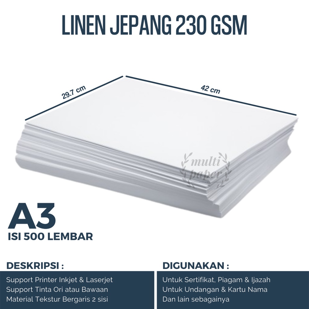 Jual Kertas Linen A3 230 Gsm Isi 500 Lembar Kertas Linen Jepang A3