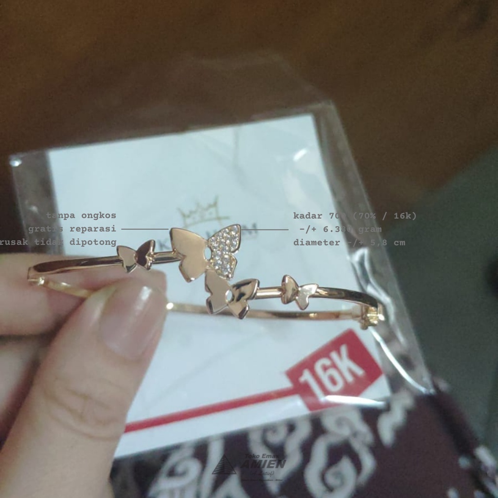 Toko Emas Amien Gelang Emas Asli King Halim Kadar 700 (70% / 16K) 6.380 Gram - Bangle Kupu Permata