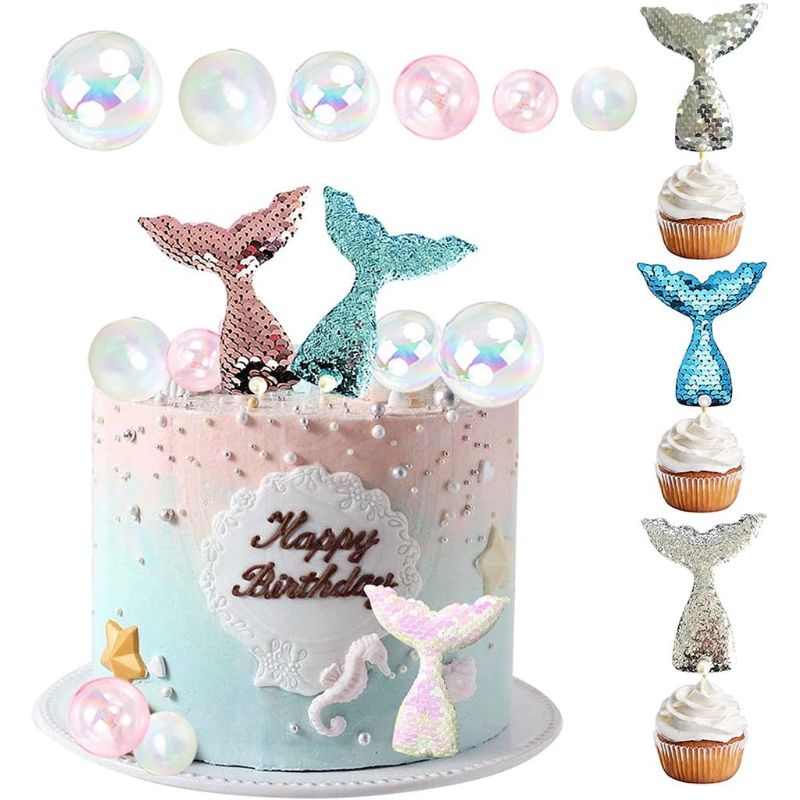 HIASAN TOPPER DEKORASI CAKE KUE ULANG TAHUN PESTA EKOR MERMAID