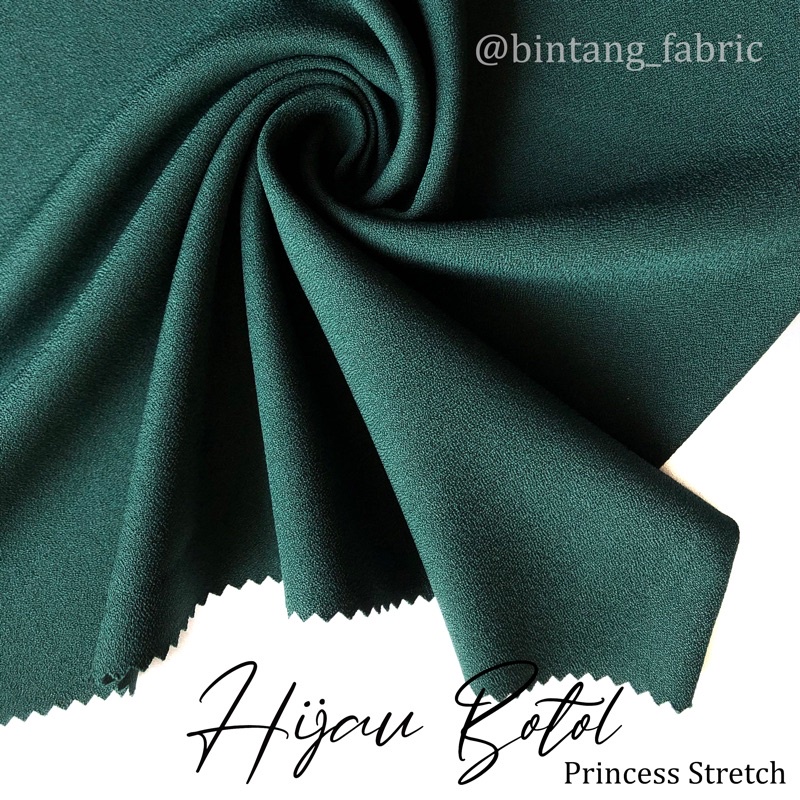 Bahan Kain Princess Stretch Lady Zara 1 meter-Hijau Botol