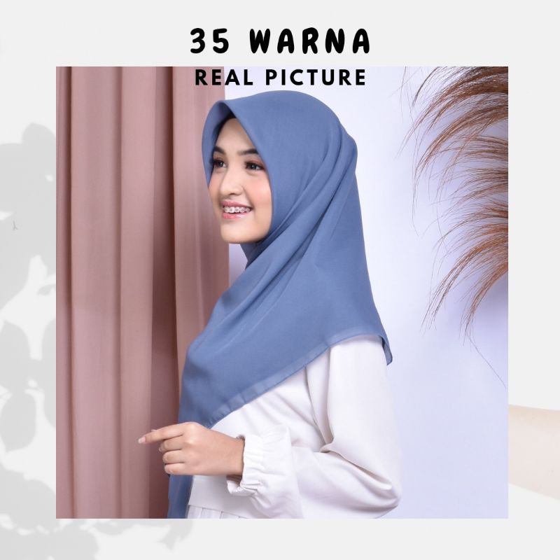 Bella Square Hijab Segi Empat Polos 115x115 cm Bahan Pollycotton Premium Jilbab Murah