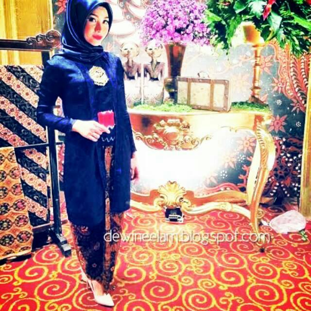 kebaya wanita Atasan Kebaya Kutubaru Bludru Panjang Navy Maroon Seragam Bridesmaids Muslim Kartini W