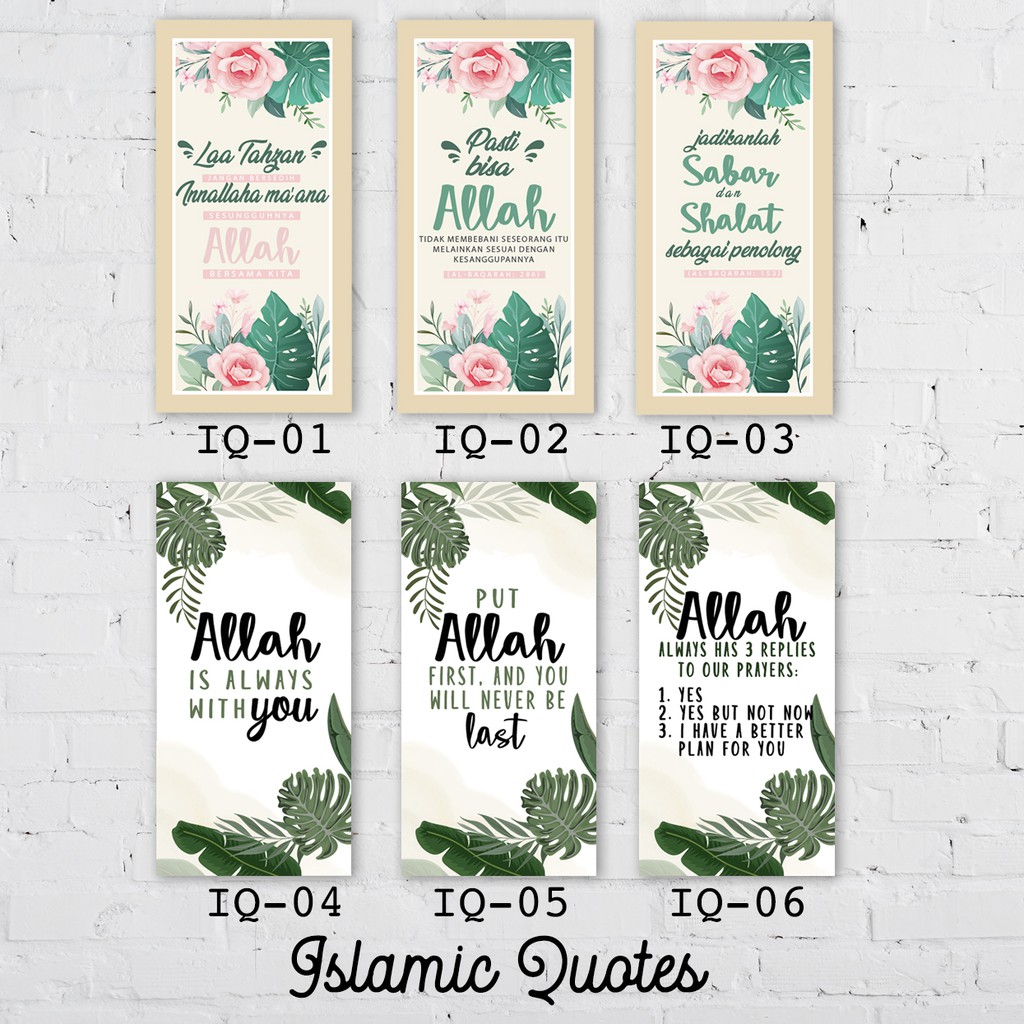 Hiasan dinding Kamar Wall decor rumah quotes islami tropical daun poster dinding islami