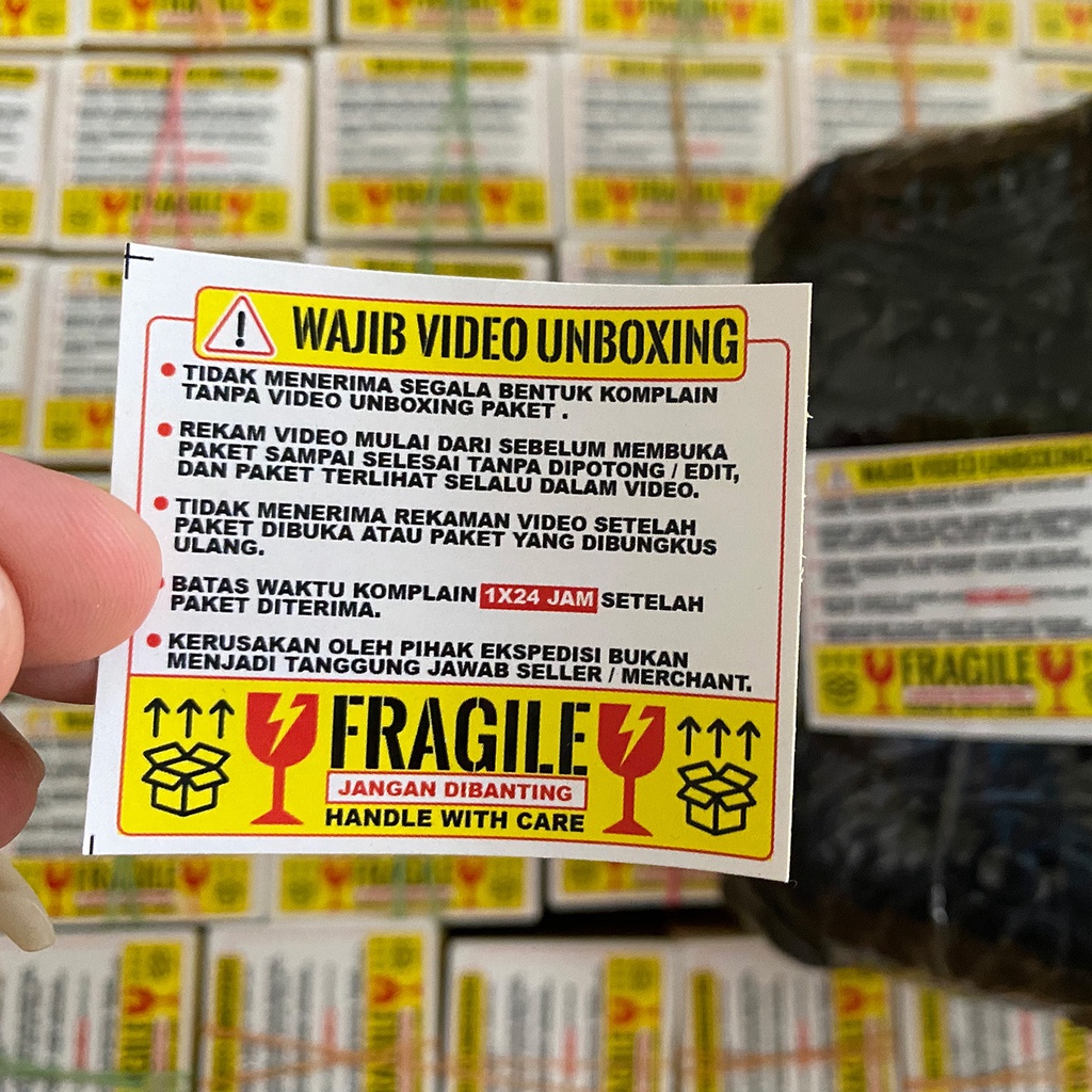 

sticker label fragile video unboxing pecah kemasan pengiriman 6x5cmr