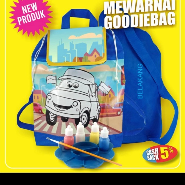 

Kado unik DIY activity murah mewarnai tas karakter mobil