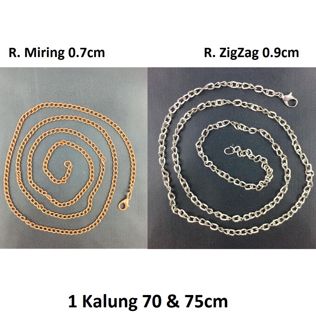 Rantai Miring &amp; Zig Zag Kalungan 75cm Harga/1 Kalung