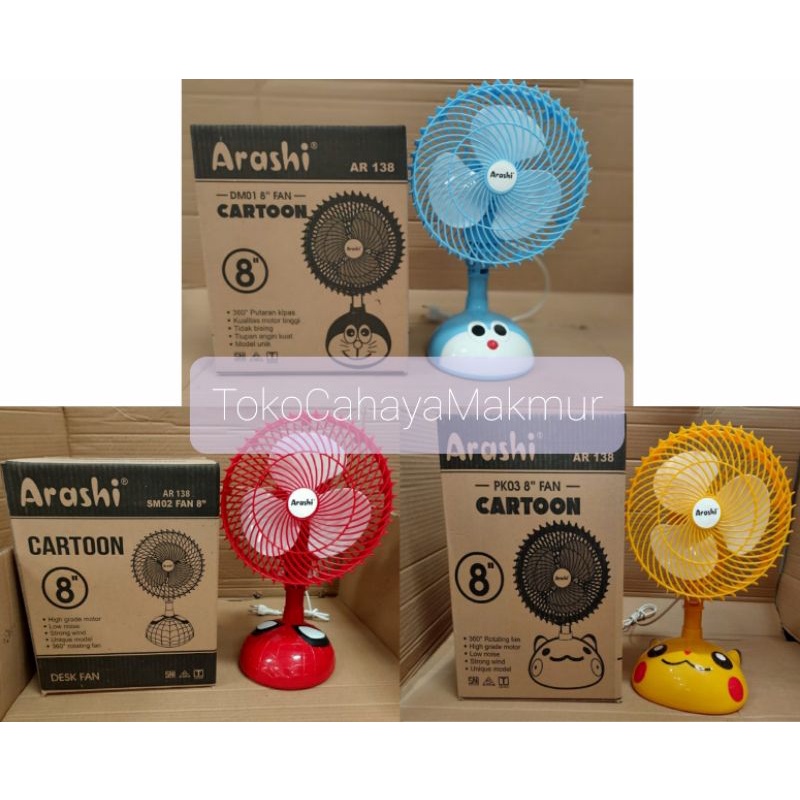 Arashi Kipas Angin 8inch Cartoon AR138 / Kipas Angin Meja Karakter 2in1
