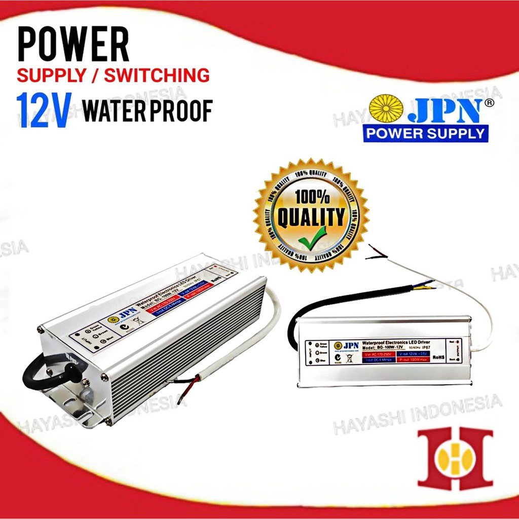 Adaptor Power Supply Switching 12V DC 1A 2A 5A Waterproof LED CCTV PLC