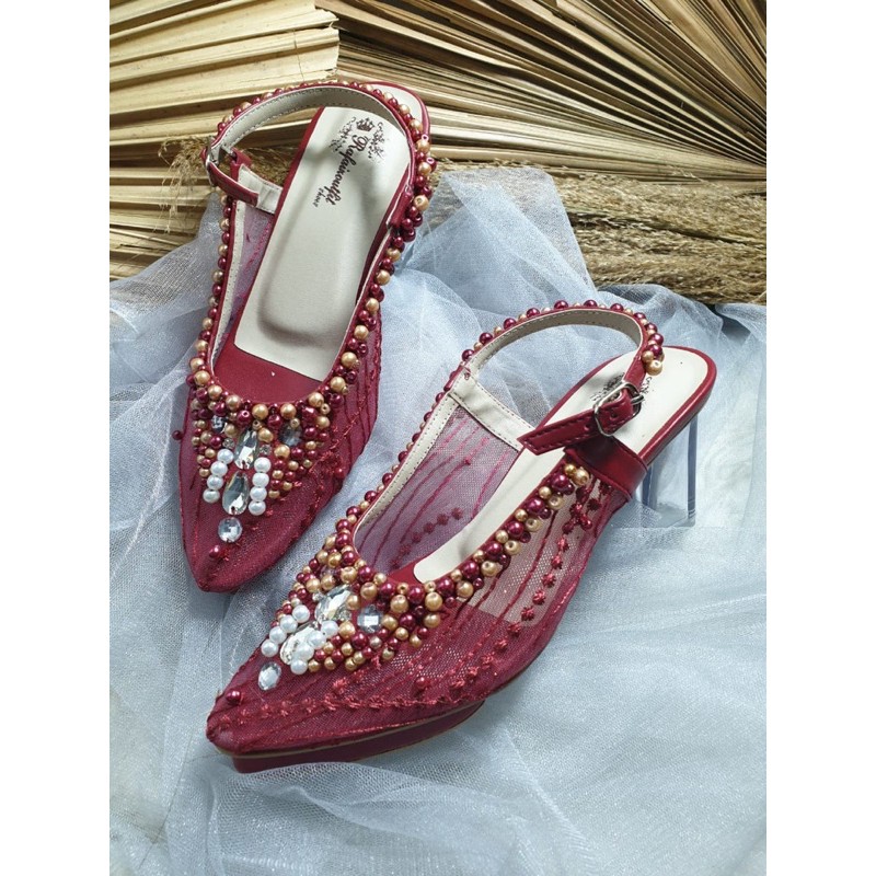 Clarissa merah Maroon lace cantik tinggi 7cm kaca