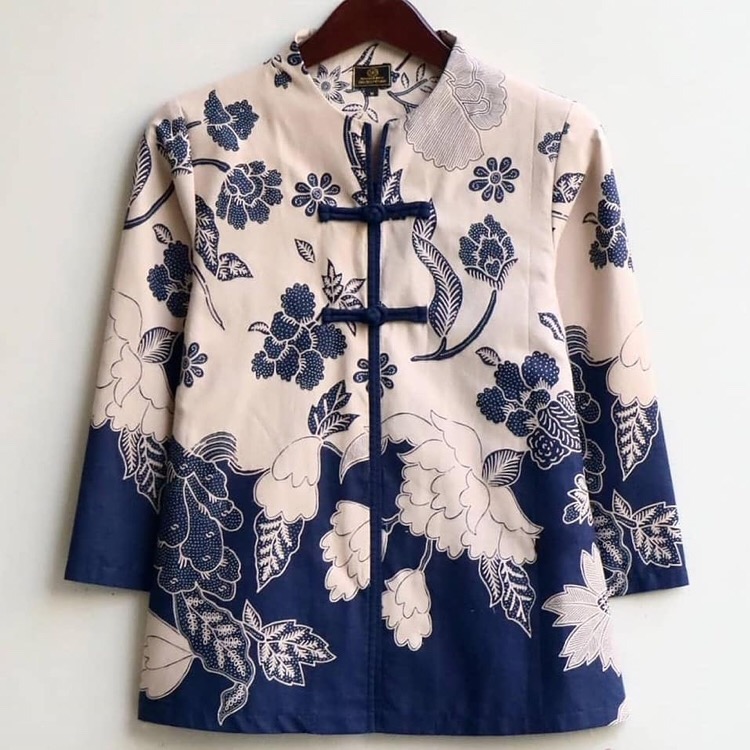 Blus Batik Kantor Modern Wanita Lengan Panjang Premium Bahan Katun Asli Solo Mudita 006