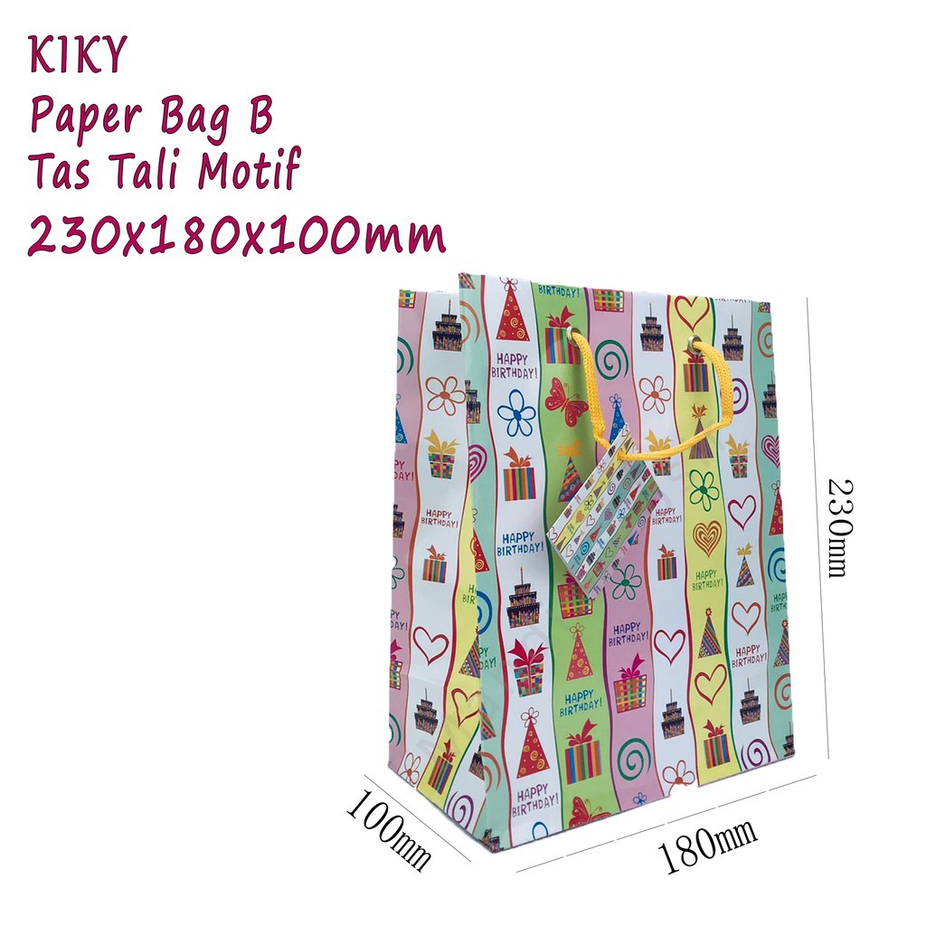 Paper bag B *Kiky * Tas tali motif * 230x180x100mm