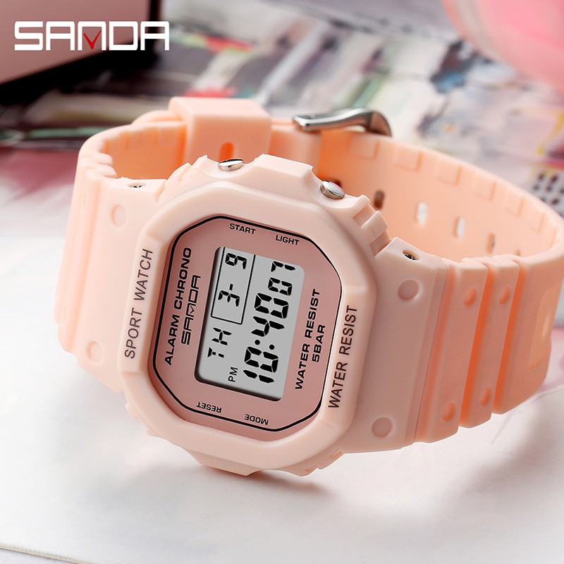 SANDA 293C Jam Tangan Wanita Pria Digital Tali Rubber Chronograph Anti Air WATCHKITE WKOS