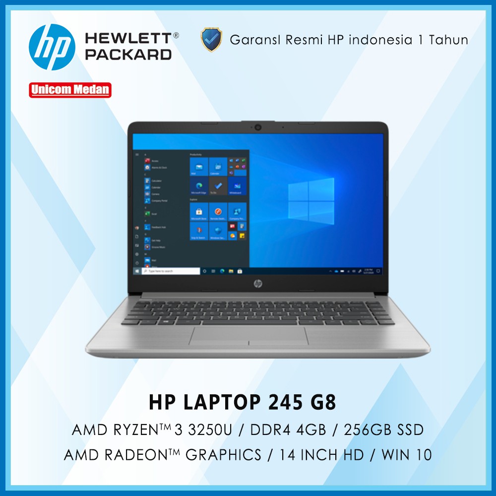 Laptop HP 245 G8 AMD Ryzen 3 3250 /DDR4 4GB/ SSD 256GB / Win10